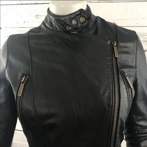Michael Kors Brown Leather Moto Jacket